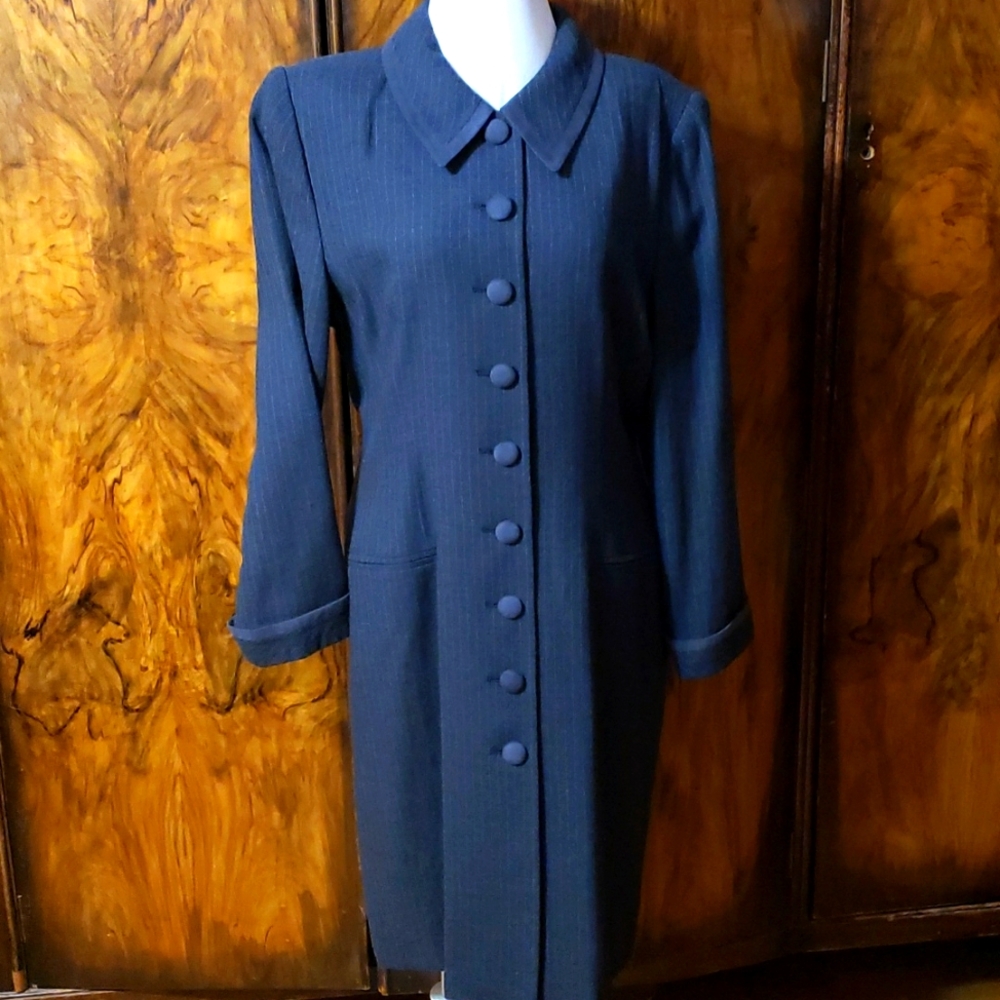 Kasper asl vintage dress coat pinstripe gray